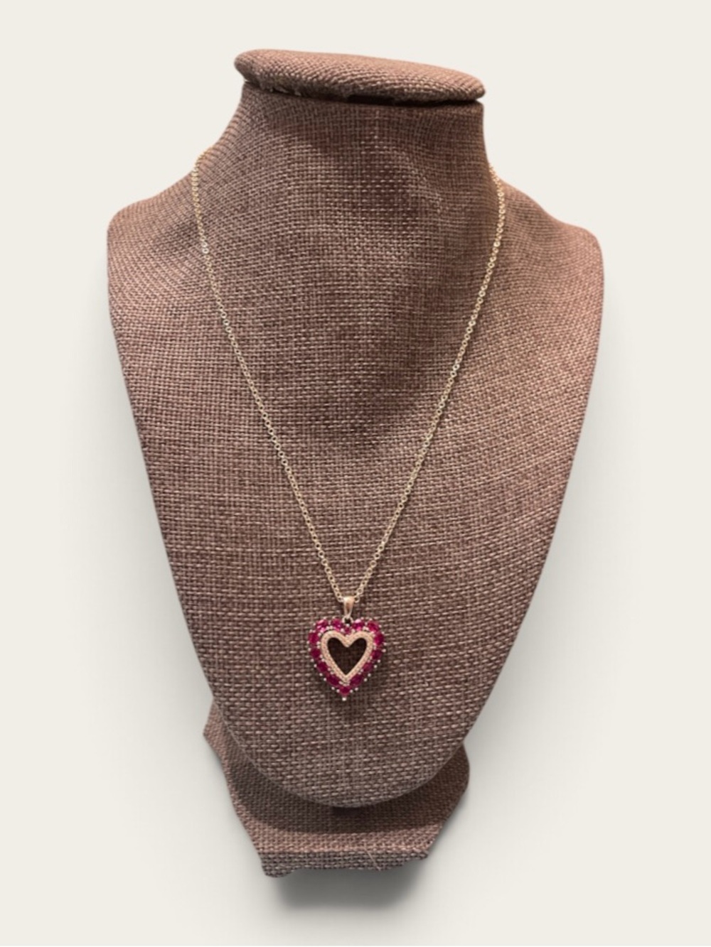 Sterling Silver 925 Ruby Pendant Heart Necklace 20”